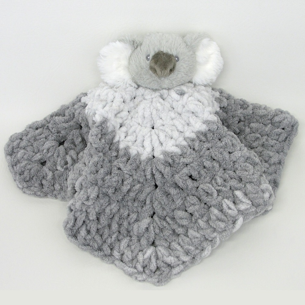 Baby Gund Toothpick Koala Rattle Hand Crocheted Lovey Security Blanket Grey